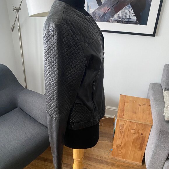 Bod & Christensen Black Biker Women's Black Quilted leather jacket - Picture 6 of 9